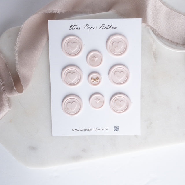 Pink hearts and flowers - Wax seals