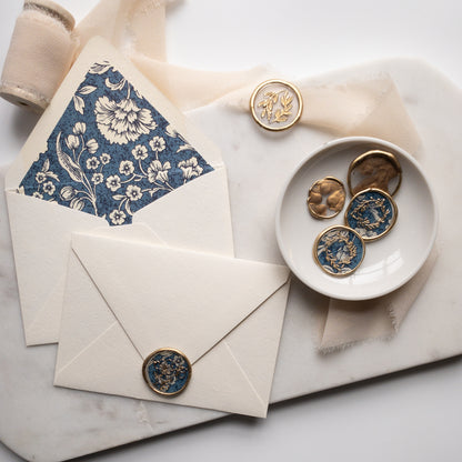 Decorative Notecard - Ivory Floral with Wax Seals