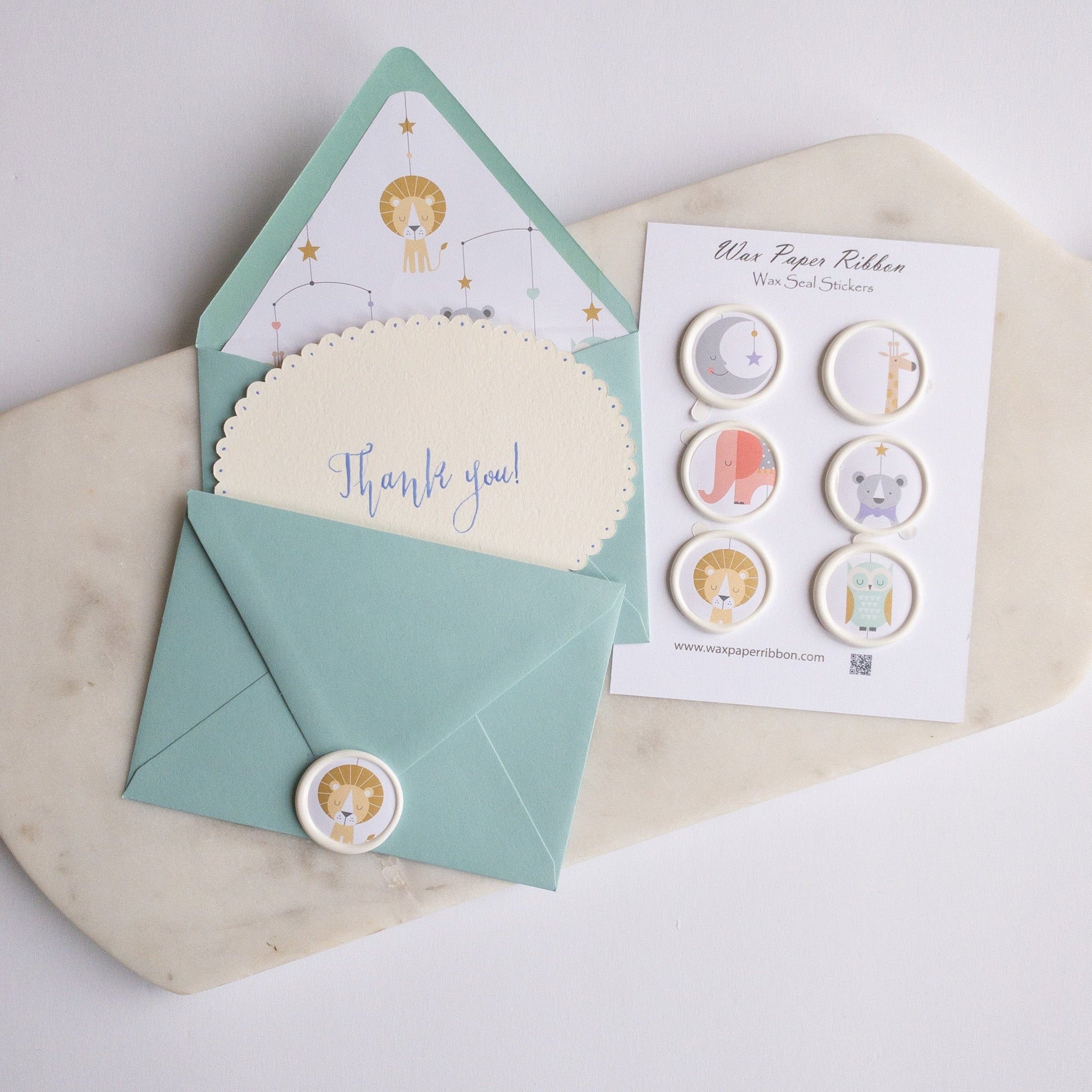 Baby Zoo Notecards and Wax Seals - Wax - Paper - RibbonNotecards