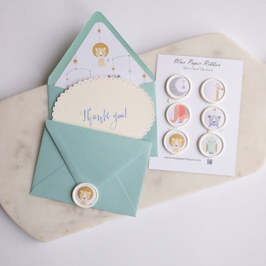 Baby Zoo Notecards and Wax Seals - Wax - Paper - RibbonNotecards