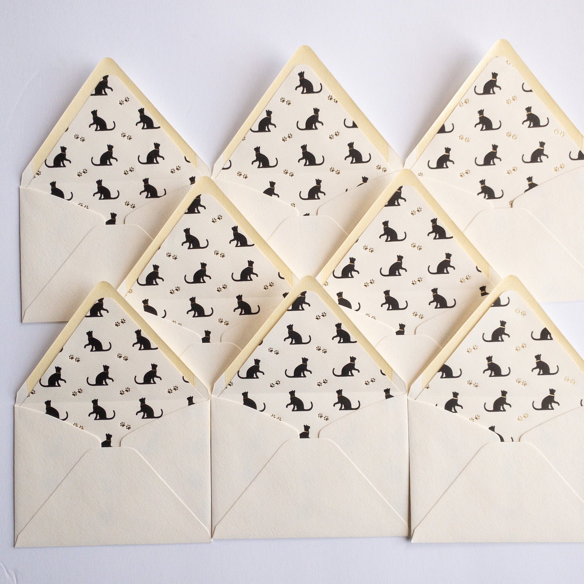 Black Cat notecard Set with Wax Seals - Wax - Paper - RibbonNotecards