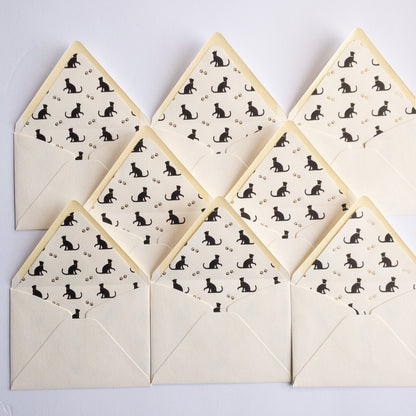 Black Cat notecard Set with Wax Seals - Wax - Paper - RibbonNotecards