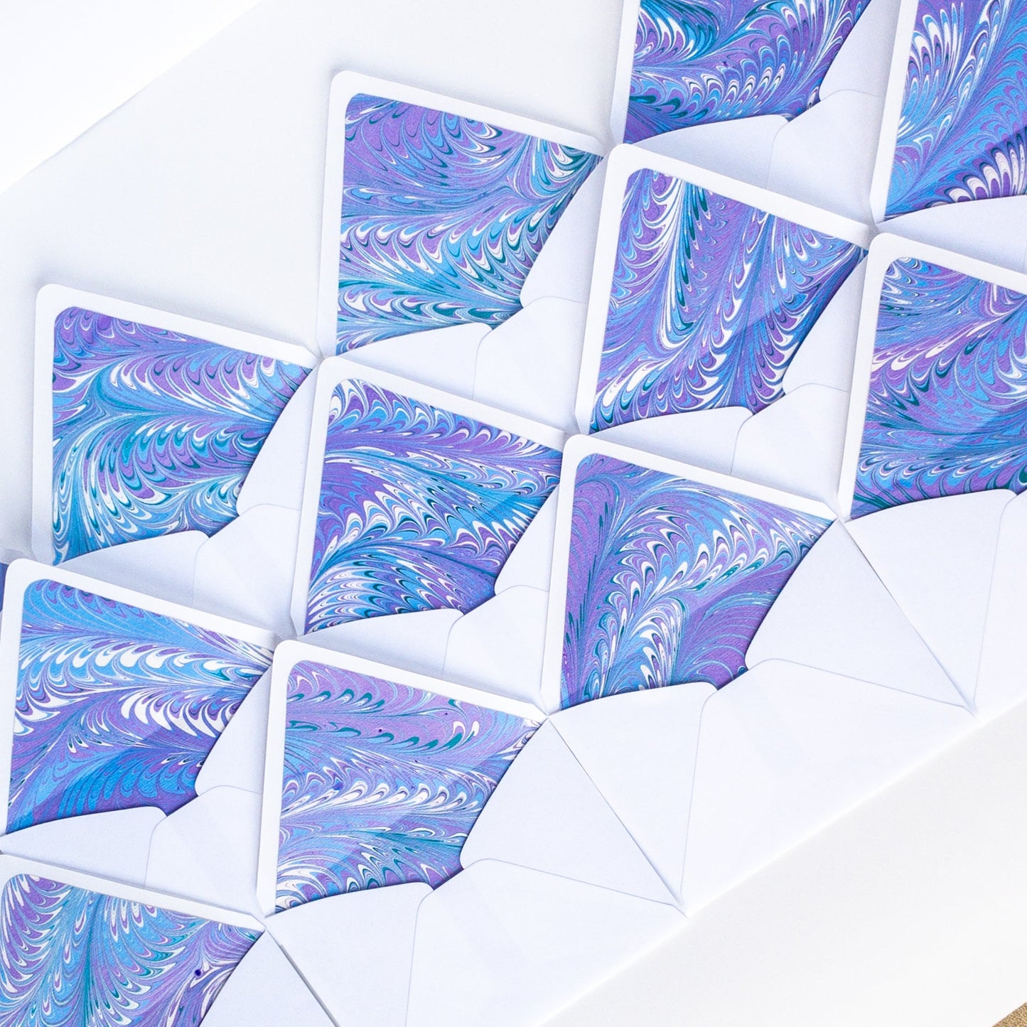 Blue Marbled Swirl - Notecard Set with Wax Seals - Wax - Paper - RibbonNotecards