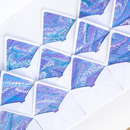 Blue Marbled Swirl - Notecard Set with Wax Seals - Wax - Paper - RibbonNotecards