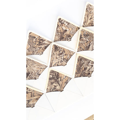 Chocolate Marbled Swirl - Notecard Set with Wax Seals - Wax - Paper - RibbonNotecards