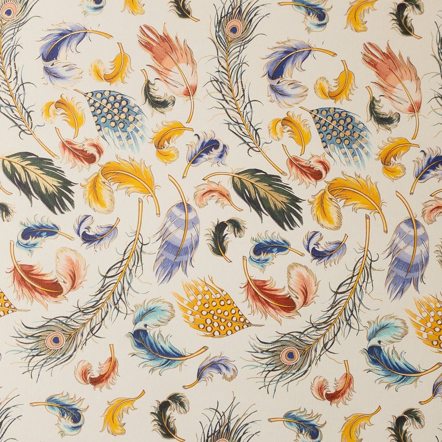 Decorative Italian Paper - Bright Feathers, Flat sheet 20in X 28In 85gsm - Wax - Paper - RibbonWrapping Paper