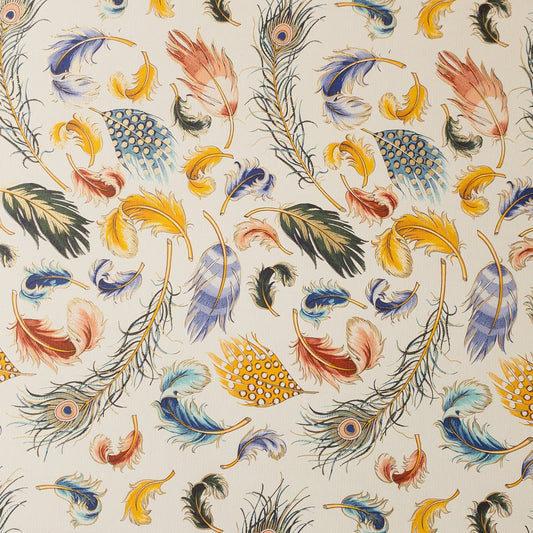 Decorative Italian Paper - Bright Feathers, Flat sheet 20in X 28In 85gsm - Wax - Paper - RibbonWrapping Paper