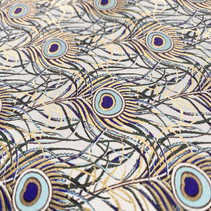 Decorative Italian Paper - Peacock Feathers Gold Foil Accents - Wax - Paper - RibbonWrapping Paper