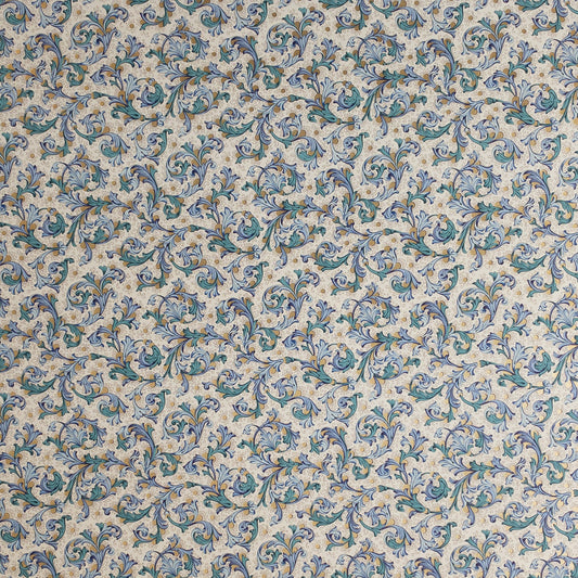 Decorative Italian Paper - Teal and Blue floral on cream background - Wax - Paper - RibbonWrapping Paper