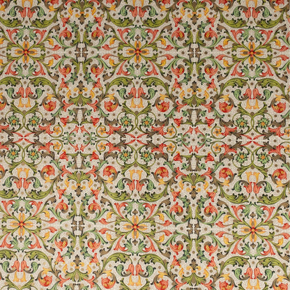 Decorative Italian Paper - Traditional Florentine Print, ivory, coral, moss green, flat sheet 20in x 28in, 85gsm - Wax - Paper - RibbonWrapping Paper