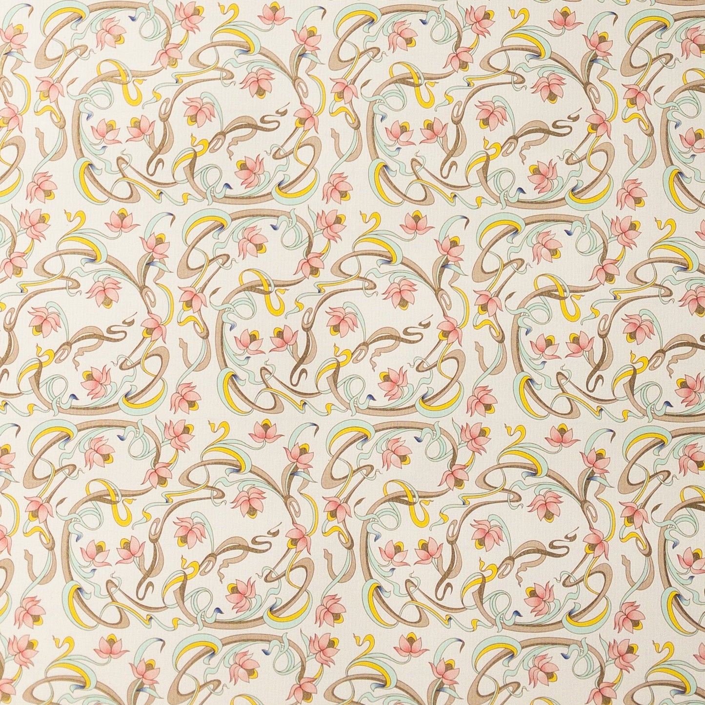 Decorative Italian Paper - Vine Floral light coral, mint green, light yellow - Wax - Paper - Ribbonpaper