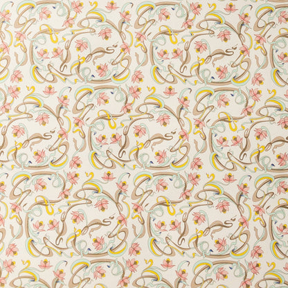 Decorative Italian Paper - Vine Floral light coral, mint green, light yellow - Wax - Paper - Ribbonpaper