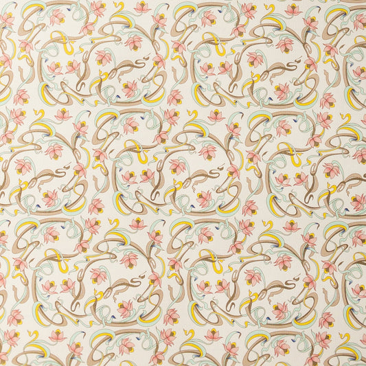 Decorative Italian Paper - Vine Floral light coral, mint green, light yellow - Wax - Paper - Ribbonpaper