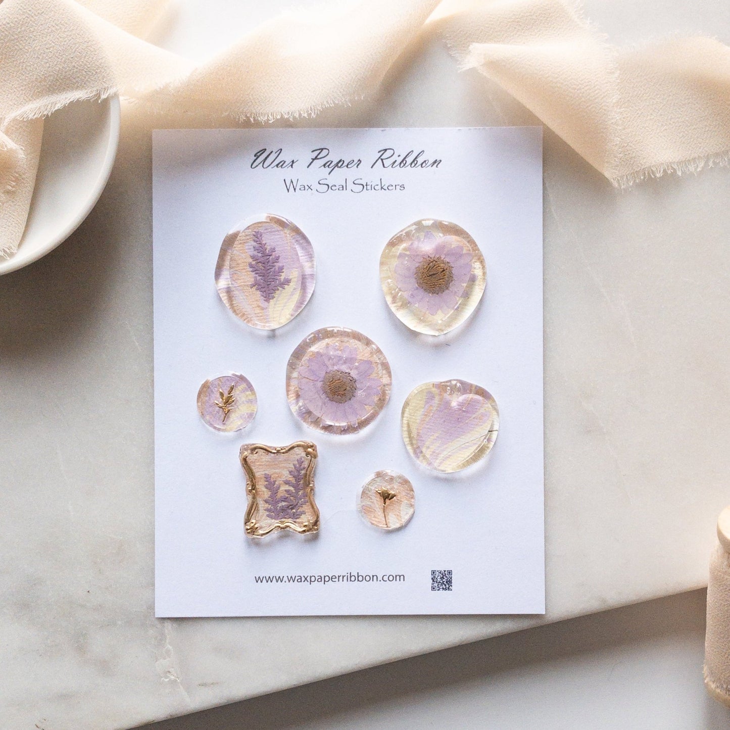 Glue Seal - Lavender Marble - Wax - Paper - RibbonWax Seal
