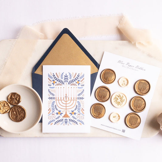 Hanukkah Notecard set with Wax Seals - Wax - Paper - RibbonNotecards