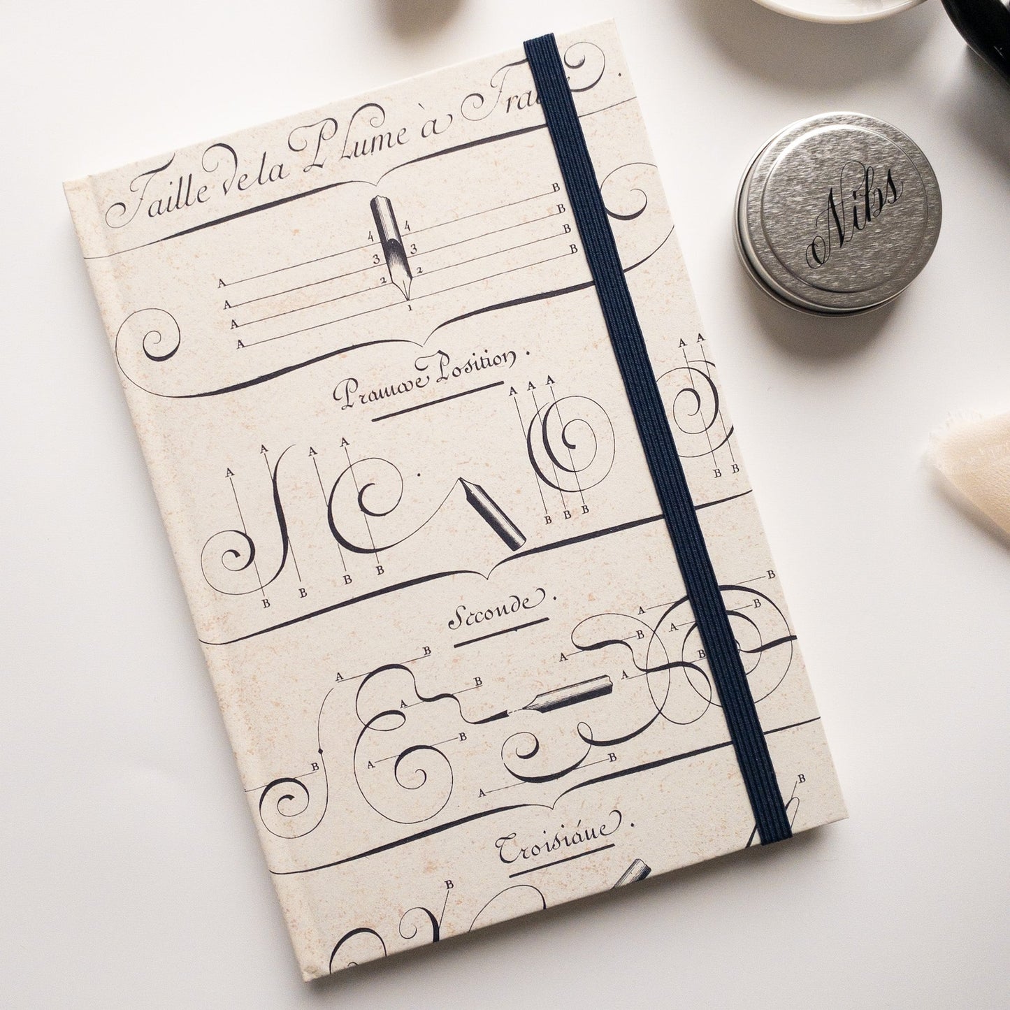 Hardcover Notebook - Calligraphy Design - Wax - Paper - RibbonStationery