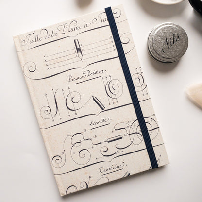 Hardcover Notebook - Calligraphy Design - Wax - Paper - RibbonStationery