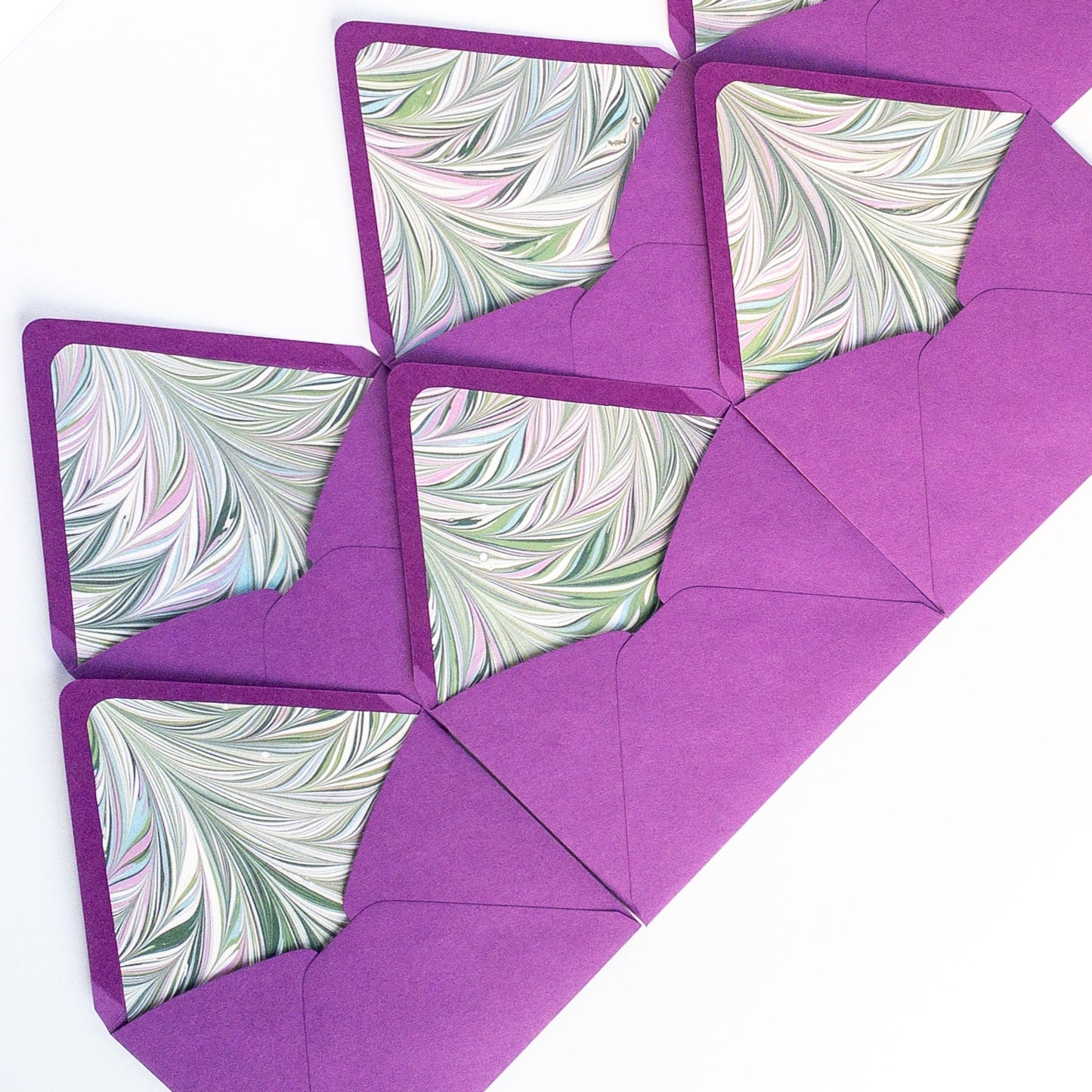Mauve Feathered Marble - Notecard Set with Wax Seals - Wax - Paper - RibbonNotecards
