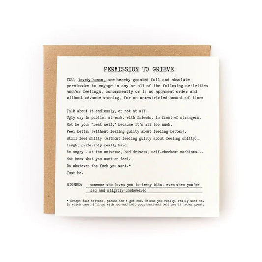 Permission To Grieve Letterpress Card - Greeting Card - Wax - Paper - RibbonGreeting Cards