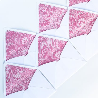 Pink Swirl Marble - Notecard set - Wax - Paper - RibbonNotecards