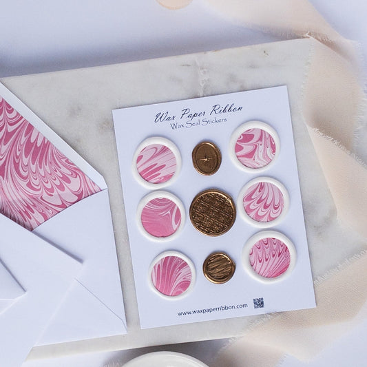 Pink Swirl Marble - Notecard set - Wax - Paper - RibbonNotecards