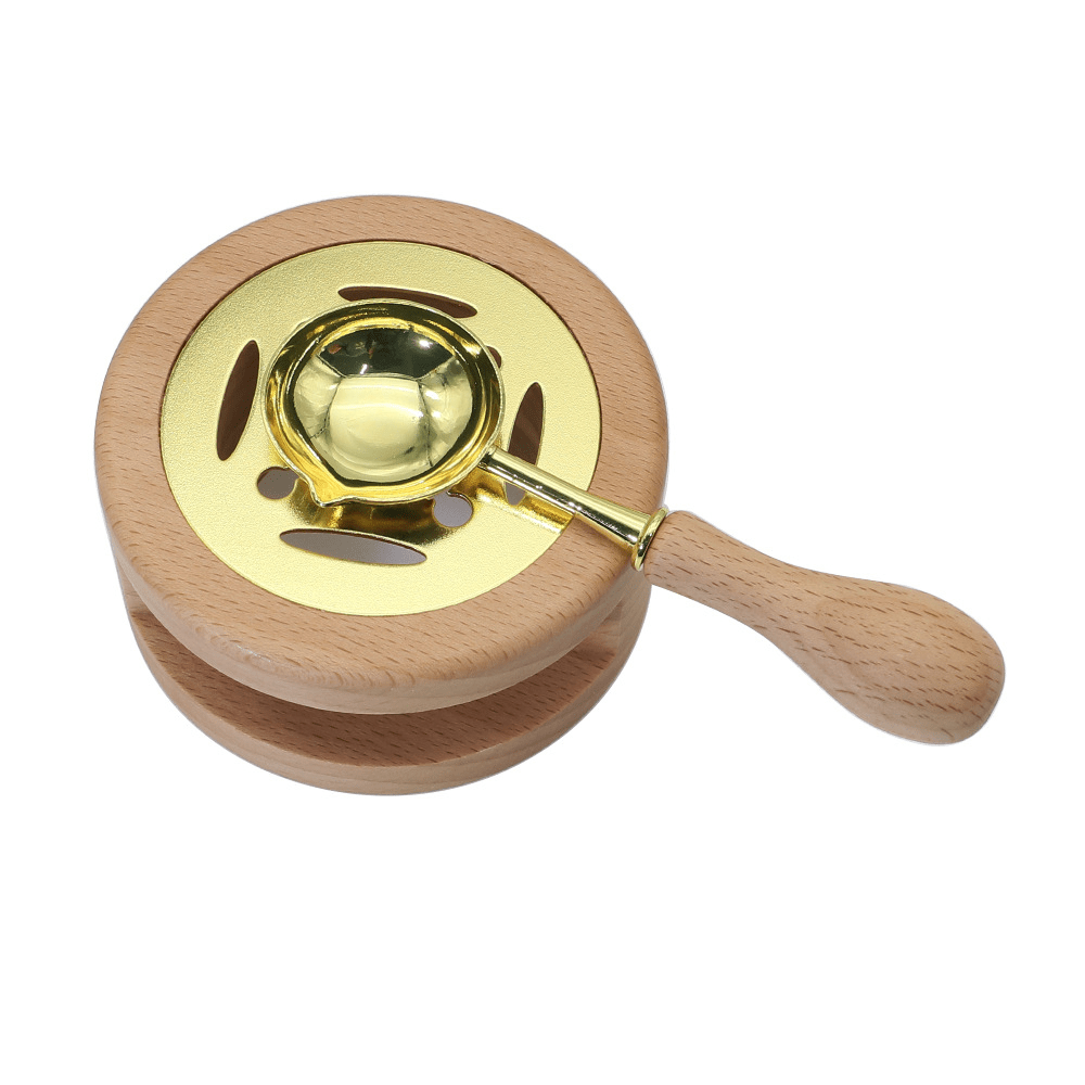 Sealing Wax Warmer Set - Warmer, Spoon, one Tealight Candle - Wax - Paper - Ribbon