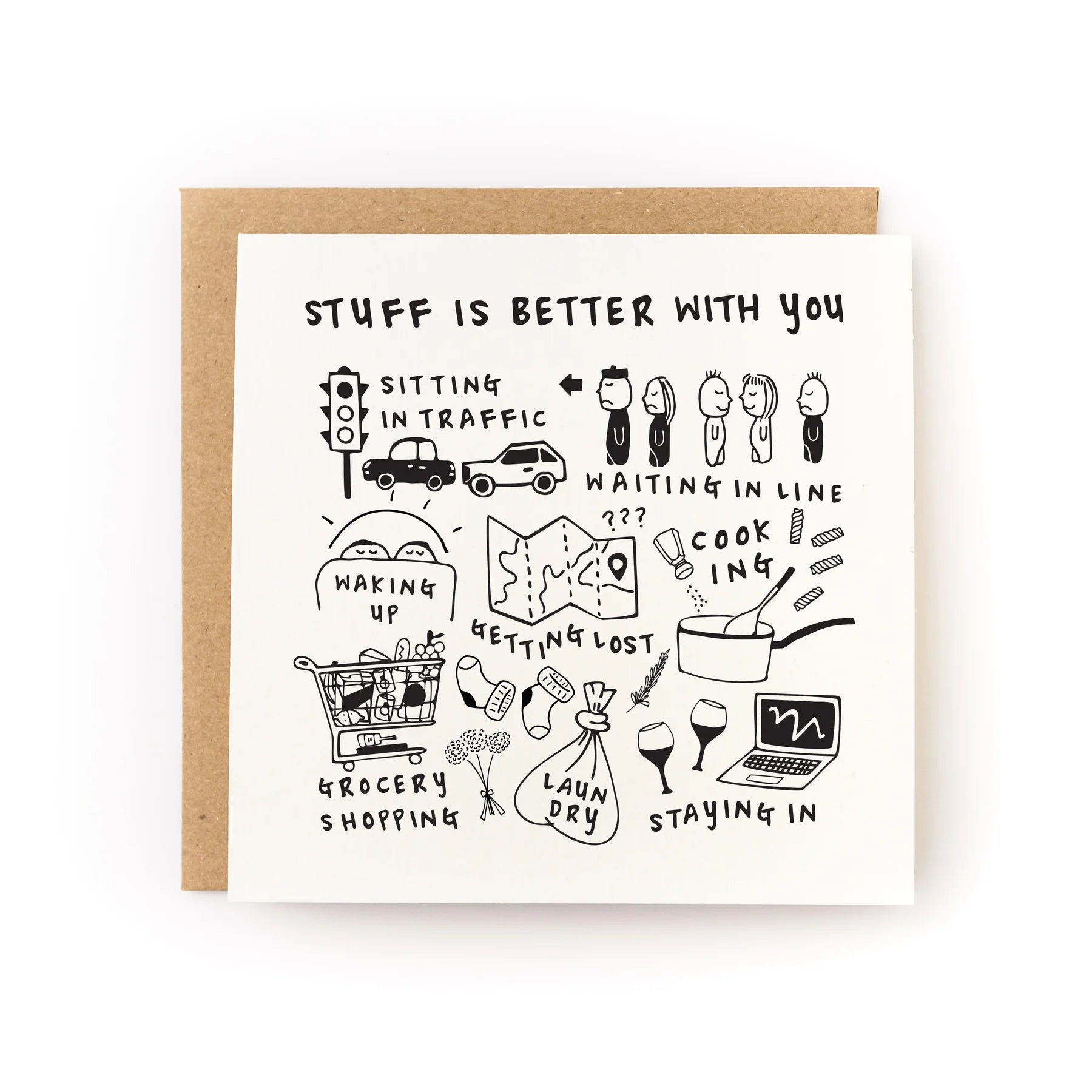Stuff Is Better With You Letterpress Greeting Card - Wax - Paper - RibbonGreeting Cards