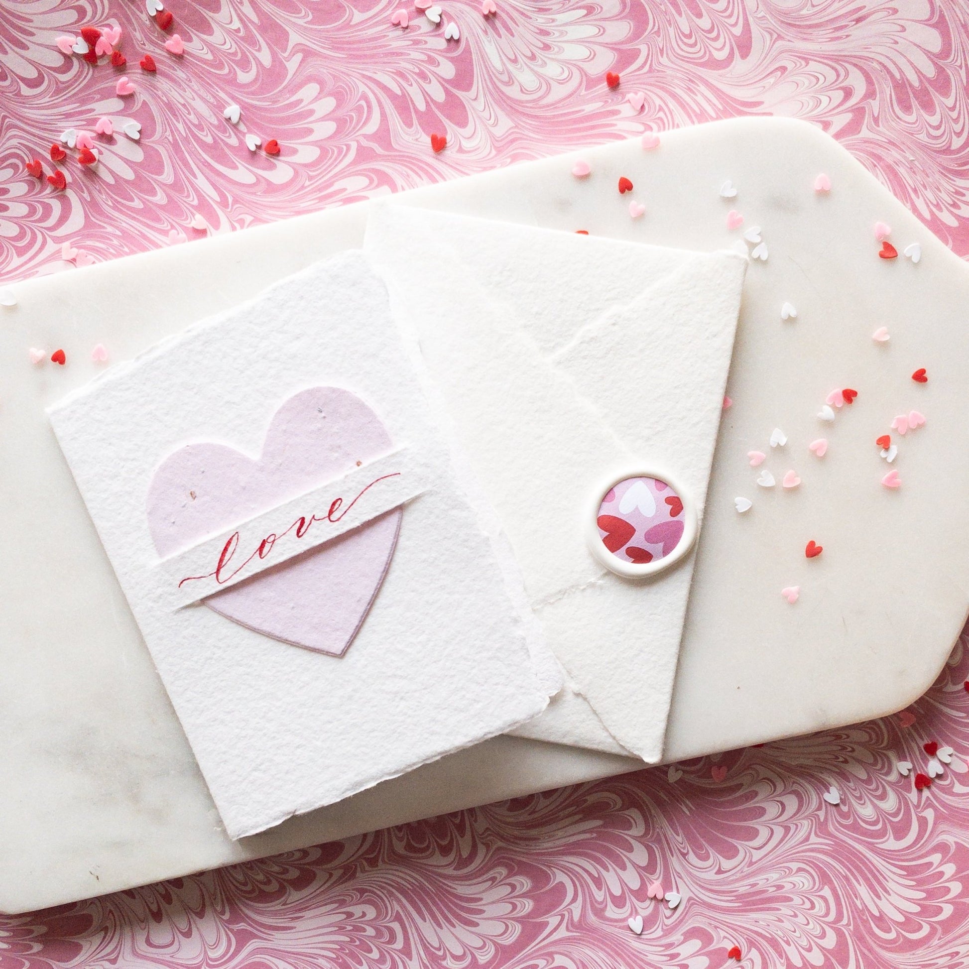 Valentine's Day Greeting Card - Seeded plantable Heart, Blank inside - Wax - Paper - RibbonGreeting Cards