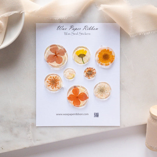 Wax Seal - Orange Flowers - Wax - Paper - RibbonWax Seal