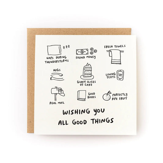 Wishing You All Good Things Letterpress Card - Wax - Paper - RibbonGreeting Cards